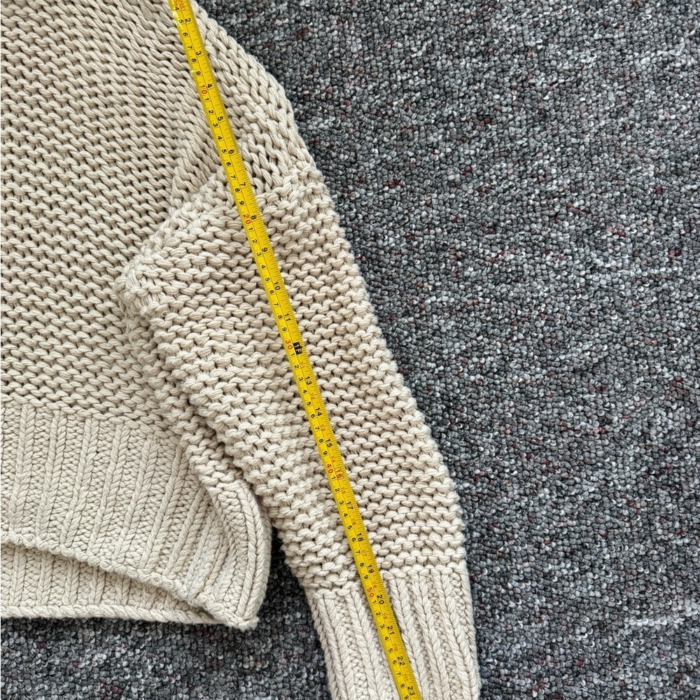 Free People My Only Sunshine Knit Beige Mock neck Cotton Chunky Sweater Medium - Picture 9 of 9